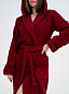 Женский махровый халат с капюшоном / Бордовый